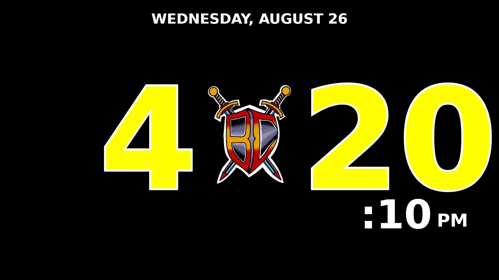 TumbleOps gym timer branded for BC Jiu Jitsu — black background, yellow digits and the club crest